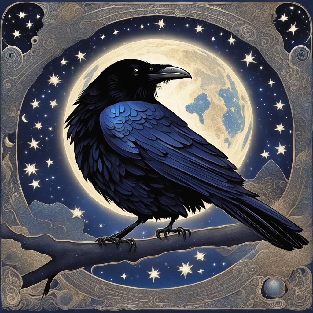 Celestial Raven's Cosmic Exploration in 8k