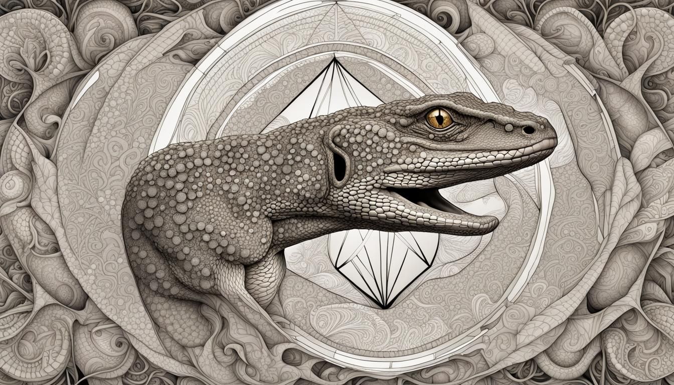 Fractal Monitor Lizard with Quantum Zentangle