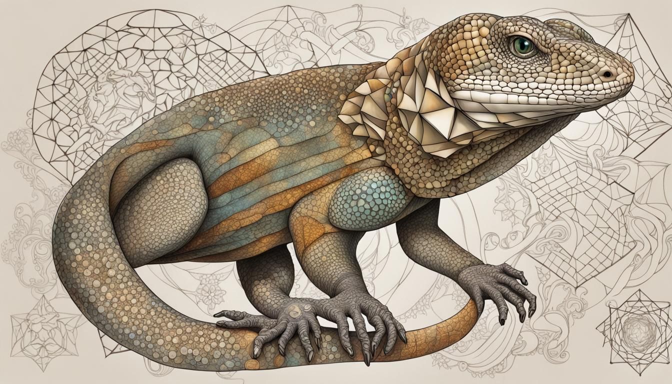 Fractal Monitor Lizard with Quantum Zentangle
