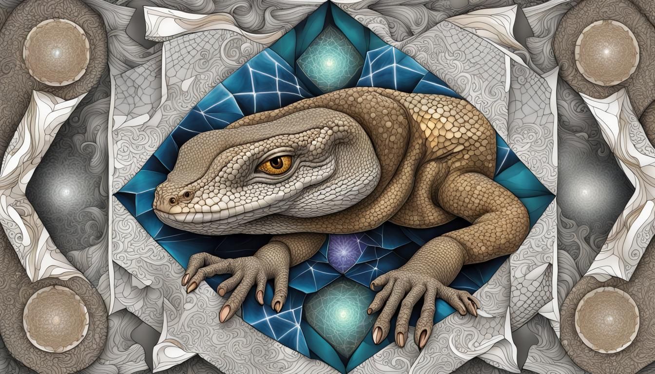 Fractal Monitor Lizard with Quantum Zentangle