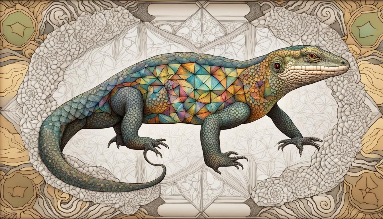 Fractal Quantum Monitor Lizard with Geometric Design