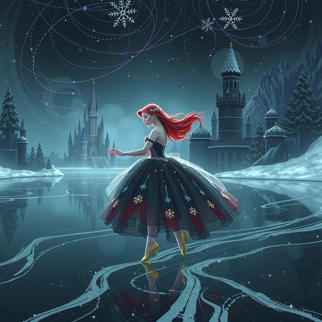 Disney Princess Ice Skating in Enchanted Winter Wonderland