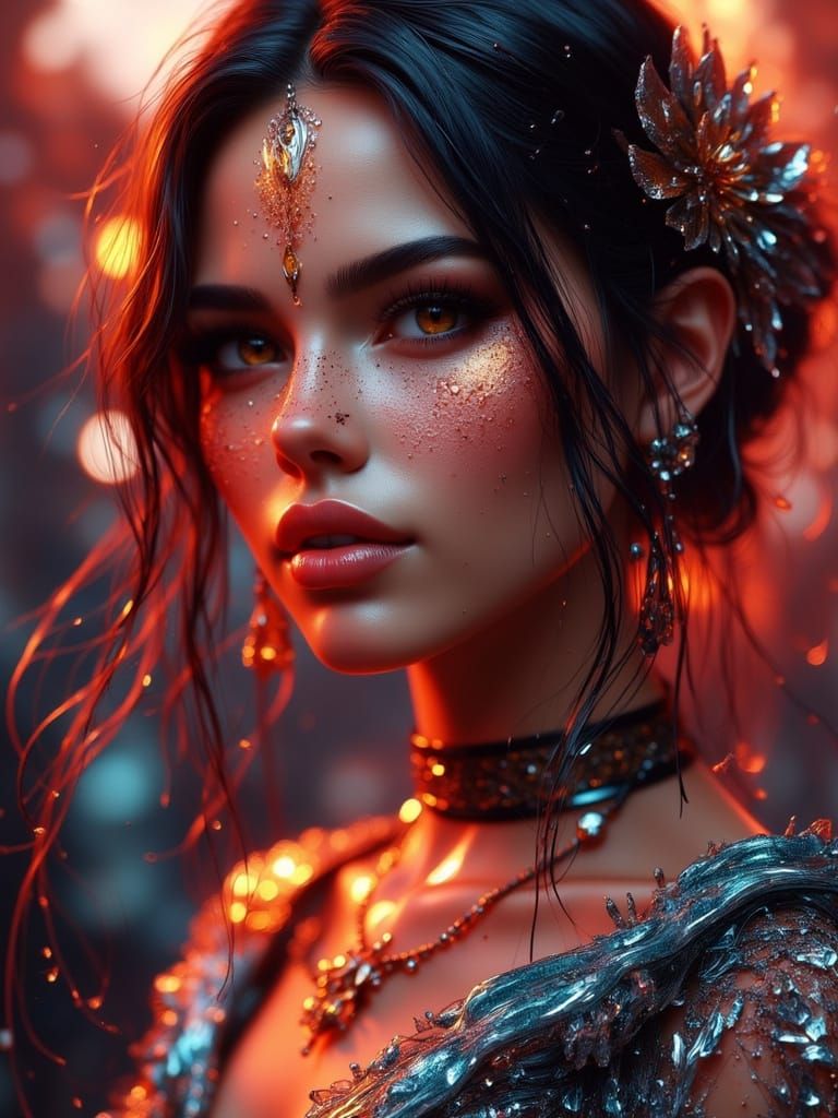 Beautiful Woman in Futuristic Attire, Unreal Engine Art