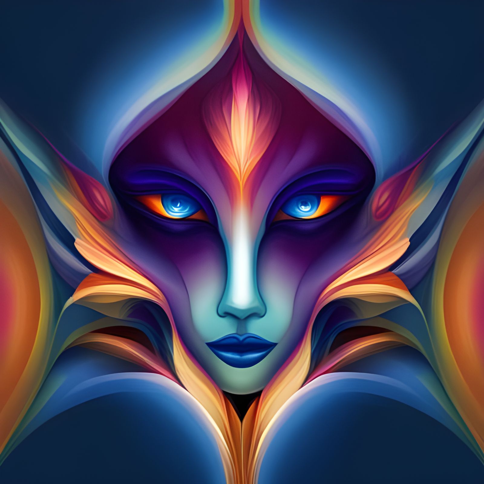 Symmetrical Alien Flower Spirit in Fiery Colors
