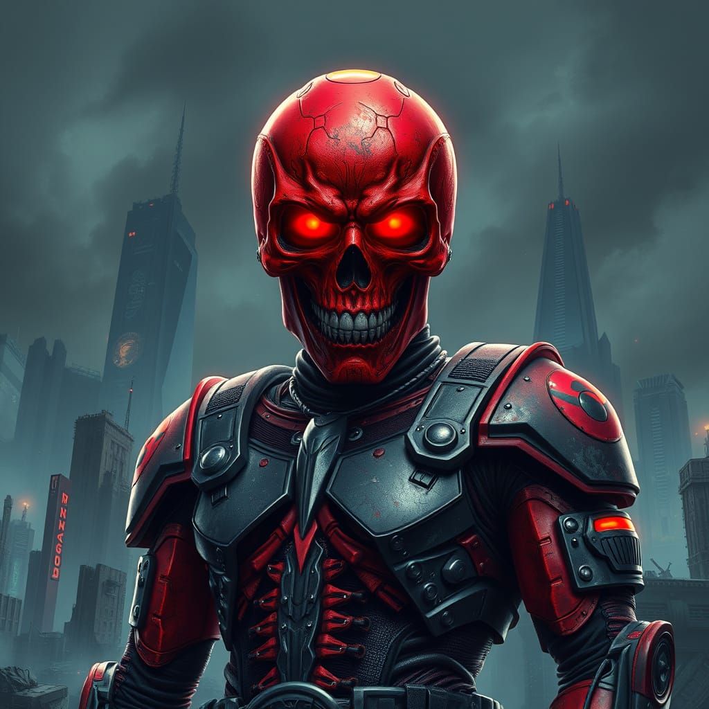 Post-apocalyptic Red Skull in Gritty Realism