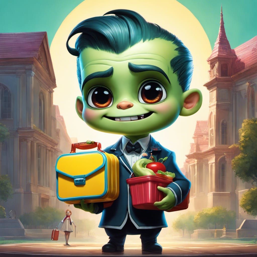 Chibi Frankenstein's First Day as Detailed 3D Art
