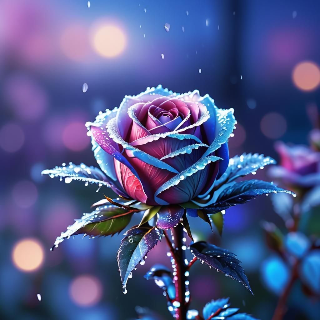 Frozen Purple Rose in 3D Anime Style