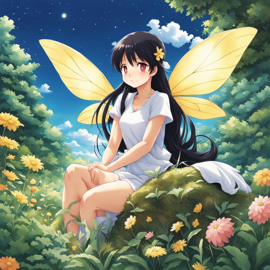 Anime Style Fairy with Black Hair