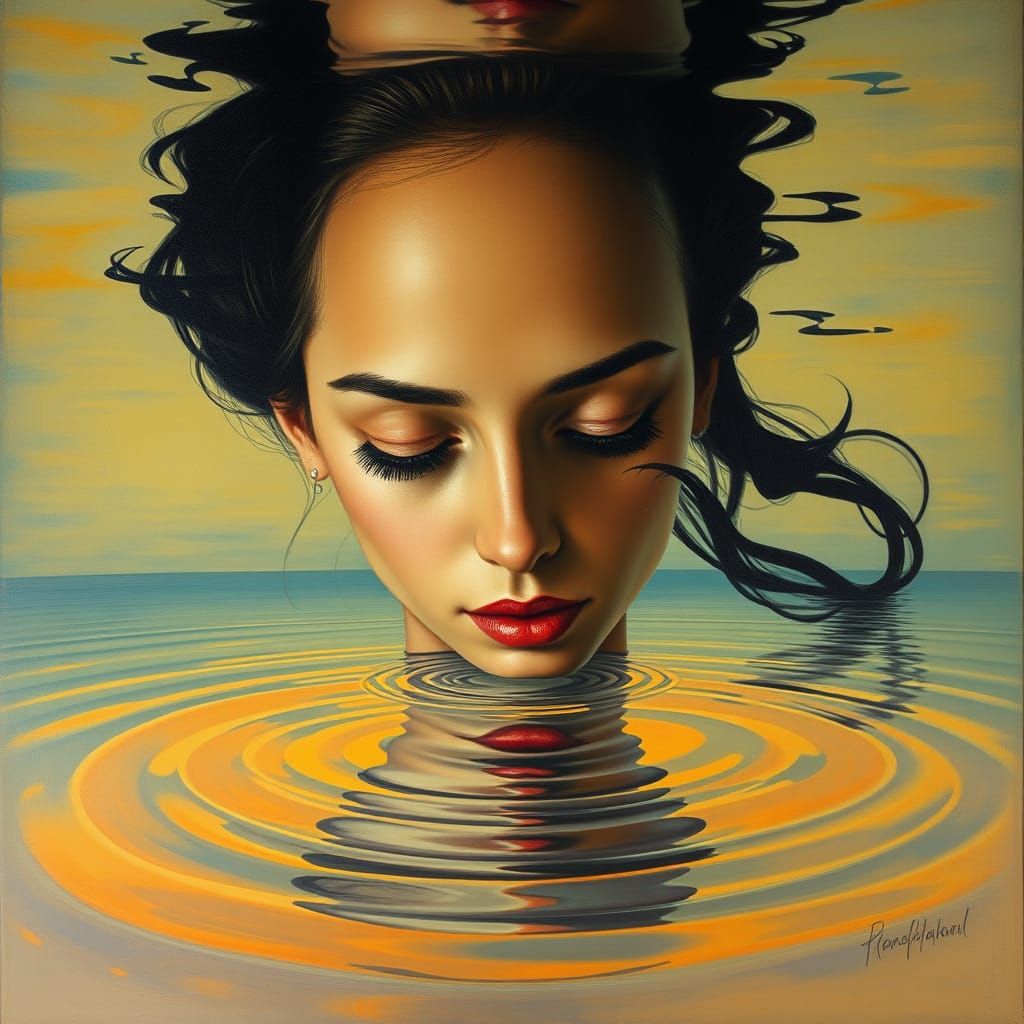 Surrealist Woman in Dreamlike State, Inspired by Dali's Para...