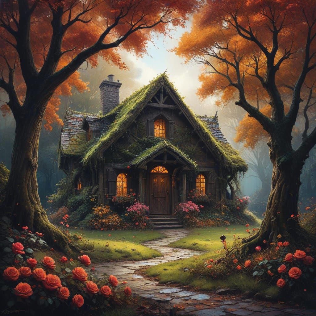 Medieval Cabin Hidden in Autumnal Mist