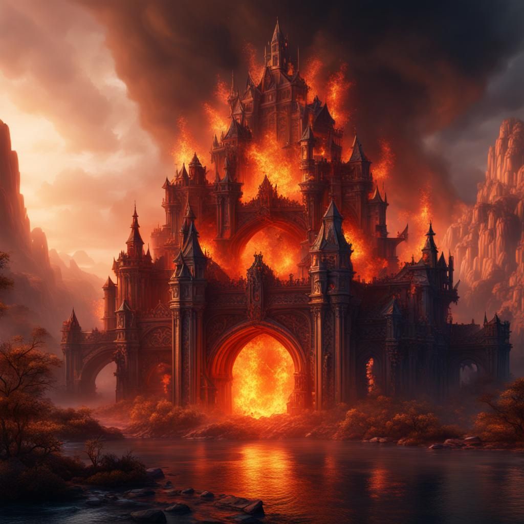 Detailed Matte Painting of Fire in Deep Color