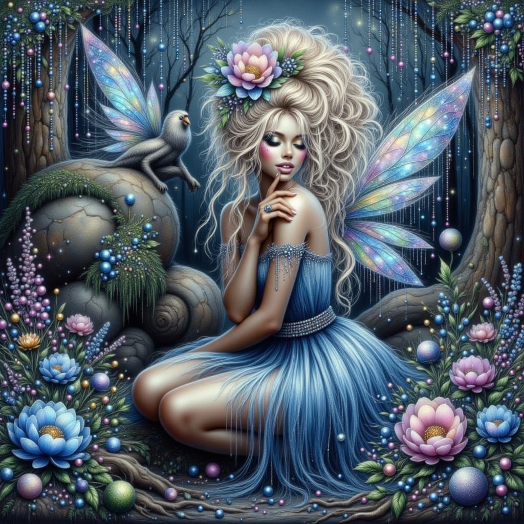 Glittering Punk Fairy Dreamscape with Pearls