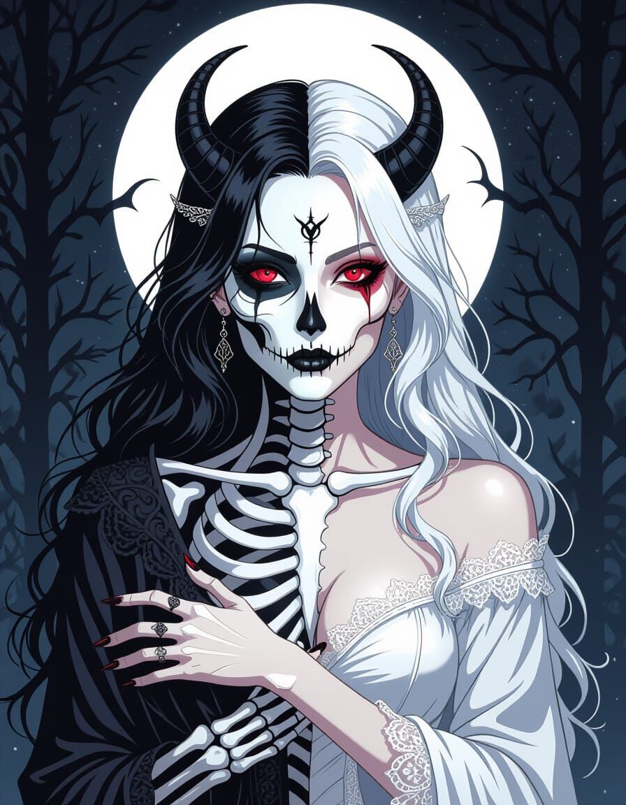 Dark Occult Horror: Skeleton Demon Vixen