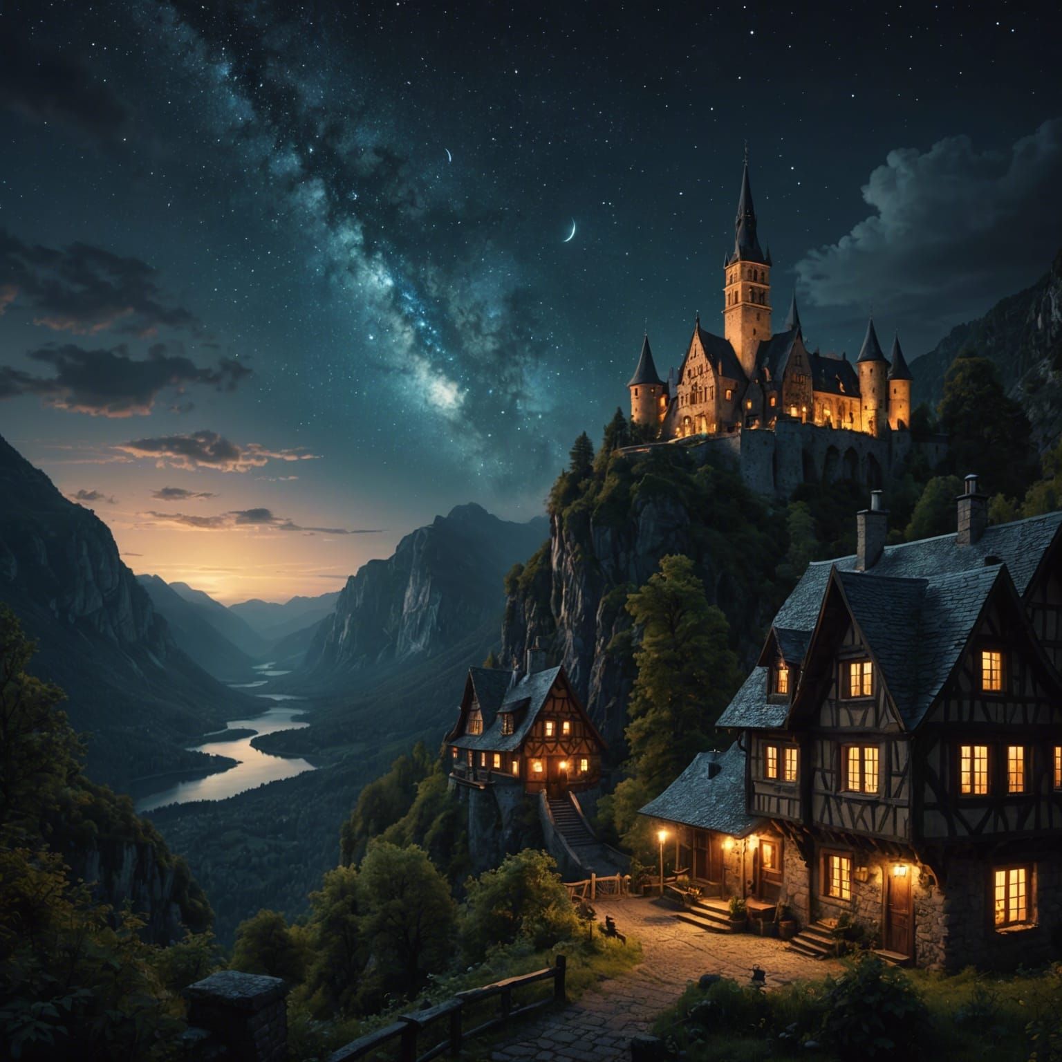 Fireflies Glow Under Starry Night Sky