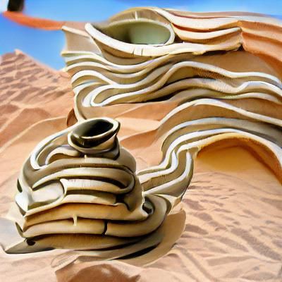 Surreal Ceramic Architecture in Desert Landscape