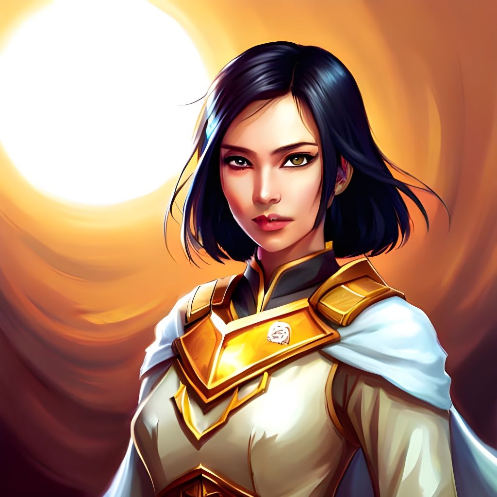 Angelic Moon Priestess Portrait with Sun Theme