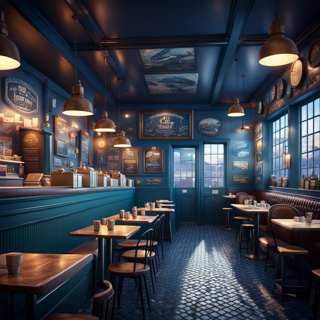 British Fish and Chip Shop Interior: Digital Matte Painting