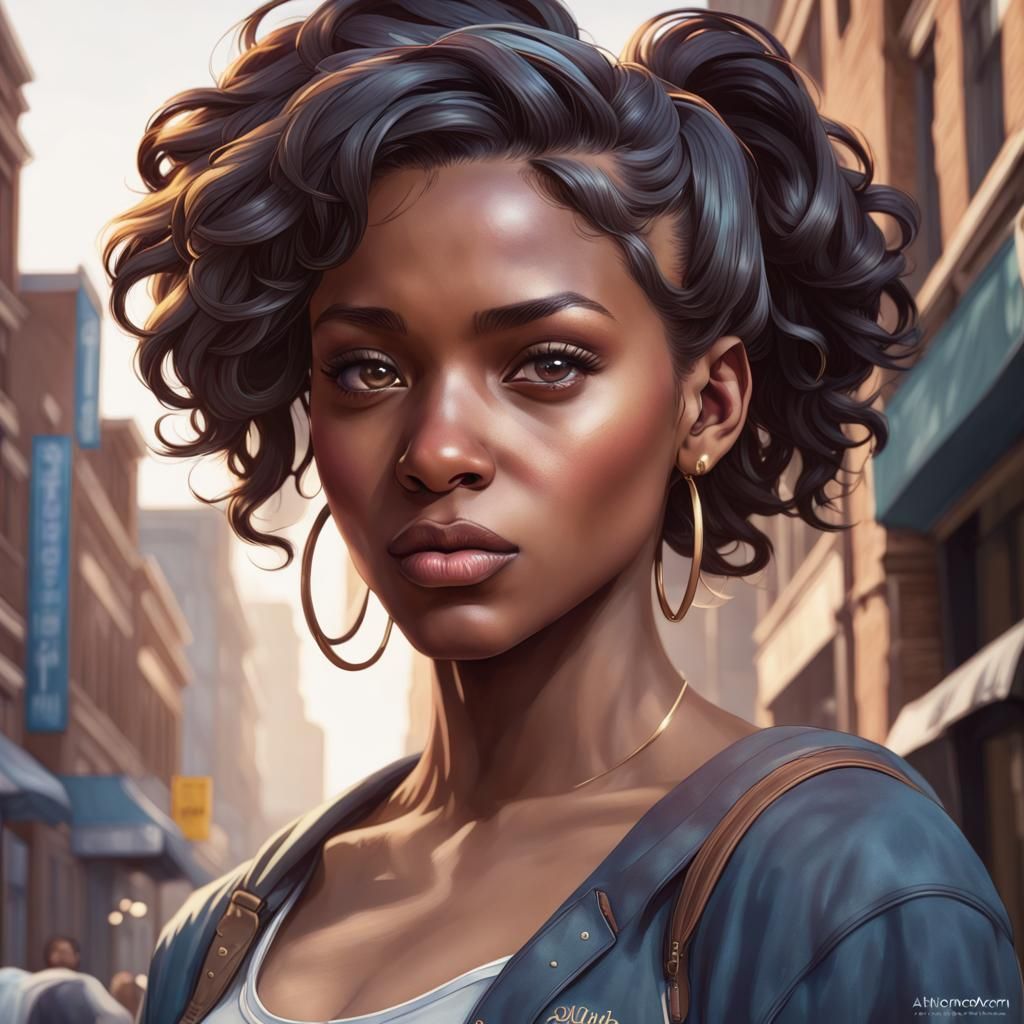 Detailed Portrait of Black Female College Student