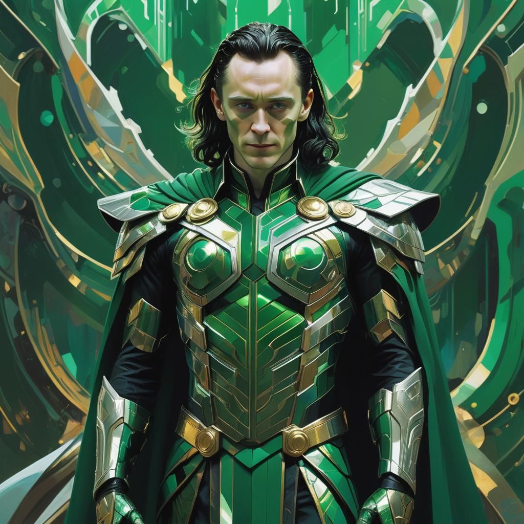 Loki in Emerald Green and Silver Attire