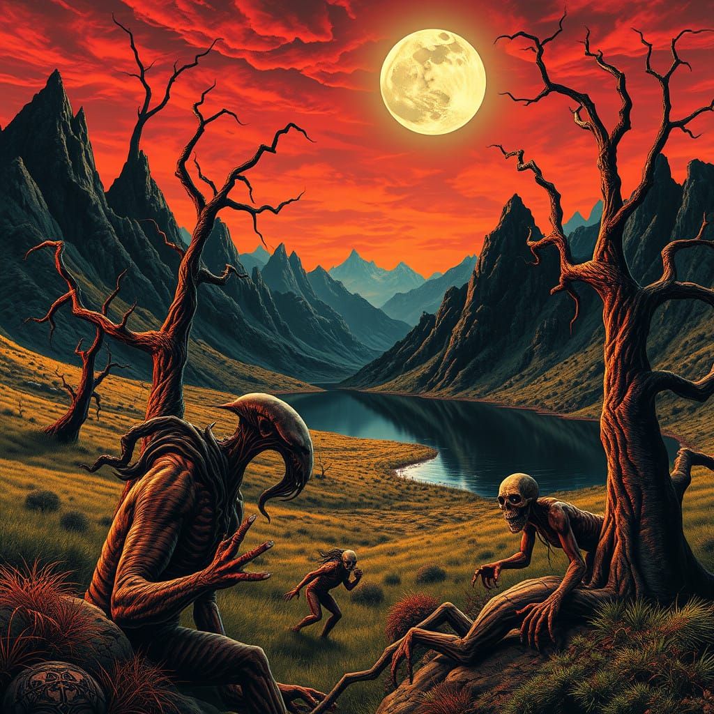 Dark Fantasy Landscape in Gothic Horror Style