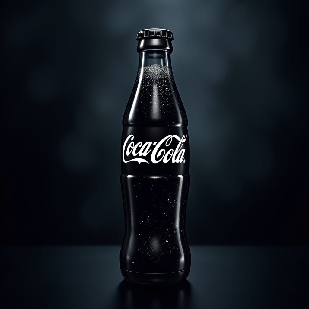 Matte Black Coca-Cola Bottle with Silver Reflections