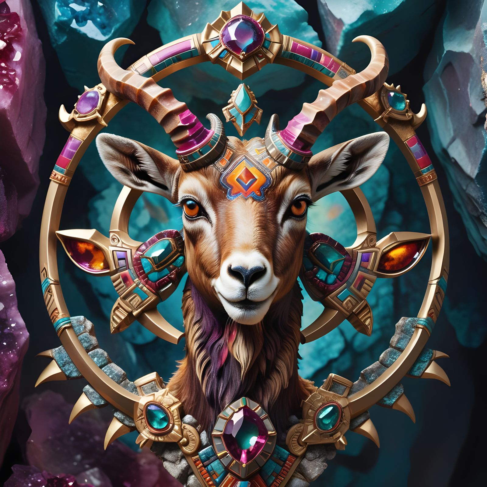 Aztec Byzantine Candy Art Geode Sculpture