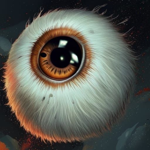 Giant Fluffy Eyeball Monster Digital Painting