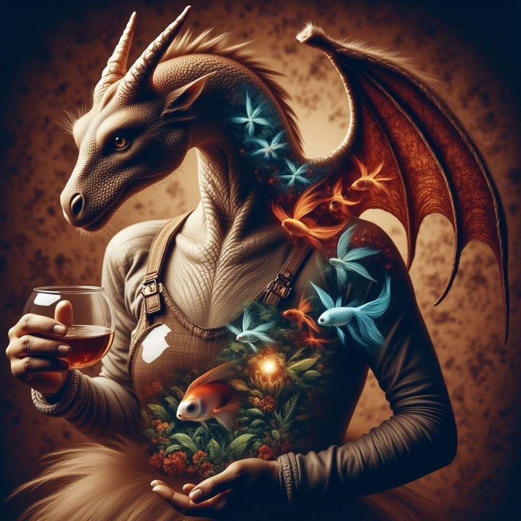 Surreal Dragon Hybrid in Hyper-Maximalist Style