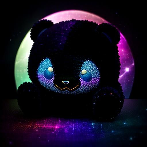 Glow-in-the-Dark Violet-Black Teddy Plushie in Art Deco Styl...