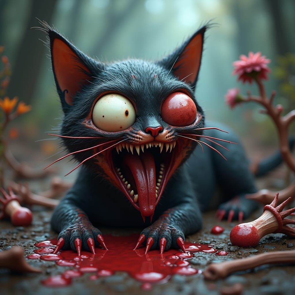 Mangled Cat in Hellish Fantasy Concept Art
