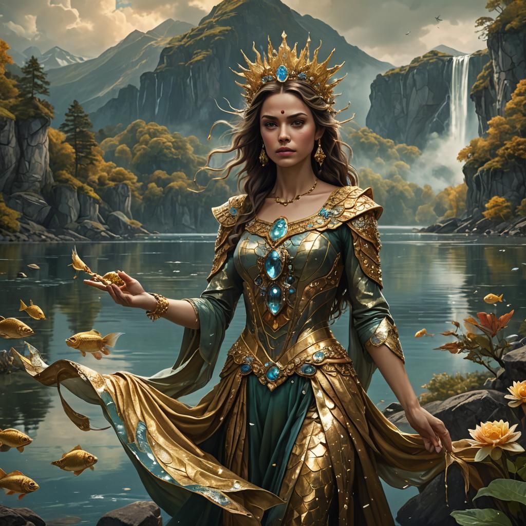 Beautiful Woman with Golden Hair and Crown