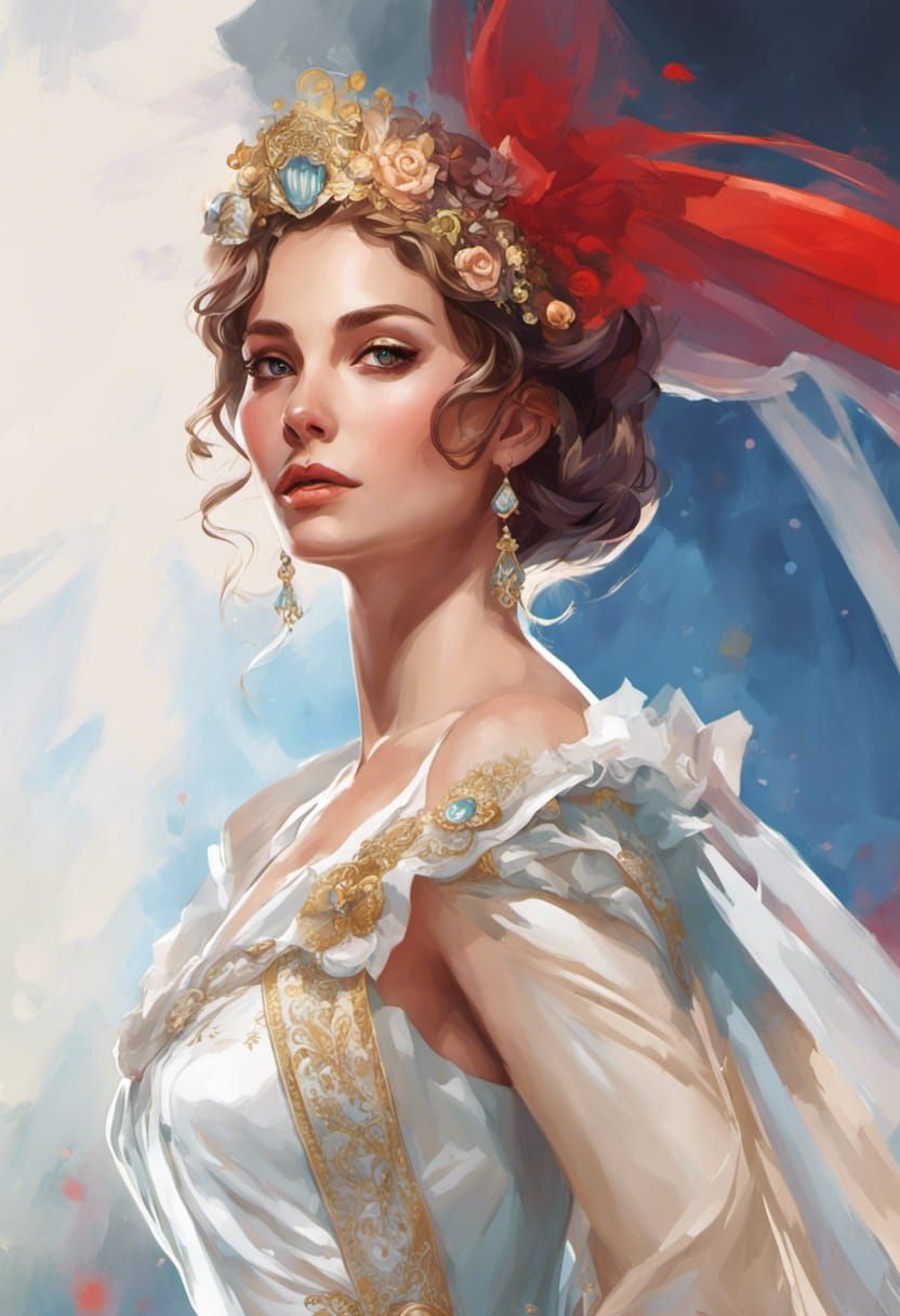 French Bride Portrait in Hyperdetailed Digital Art