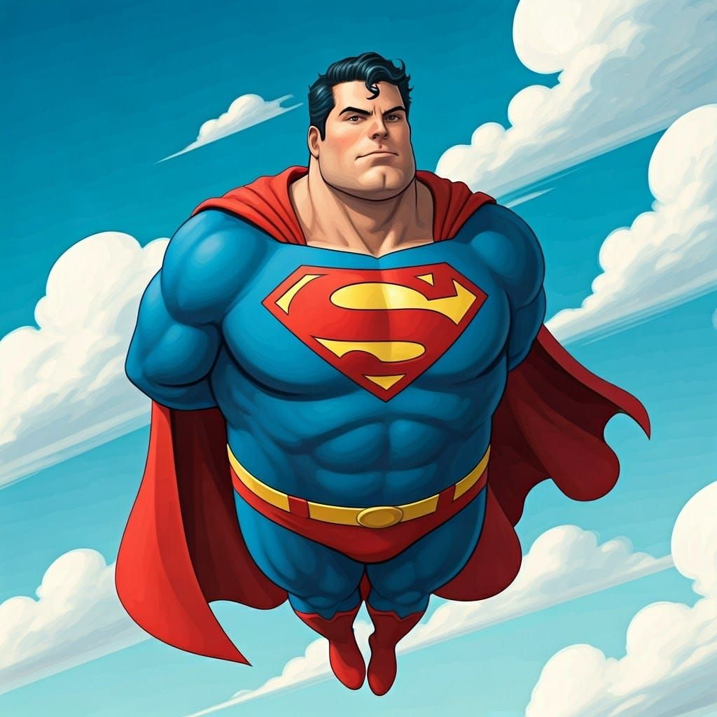 Superman Soaring in a Sci-Fi Comic Art Style