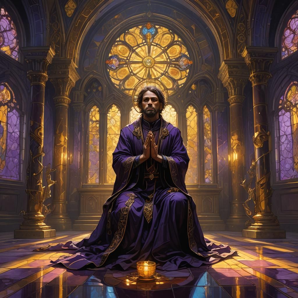 Daniel Praying in Ornate Palace: Dark Fantasy Art