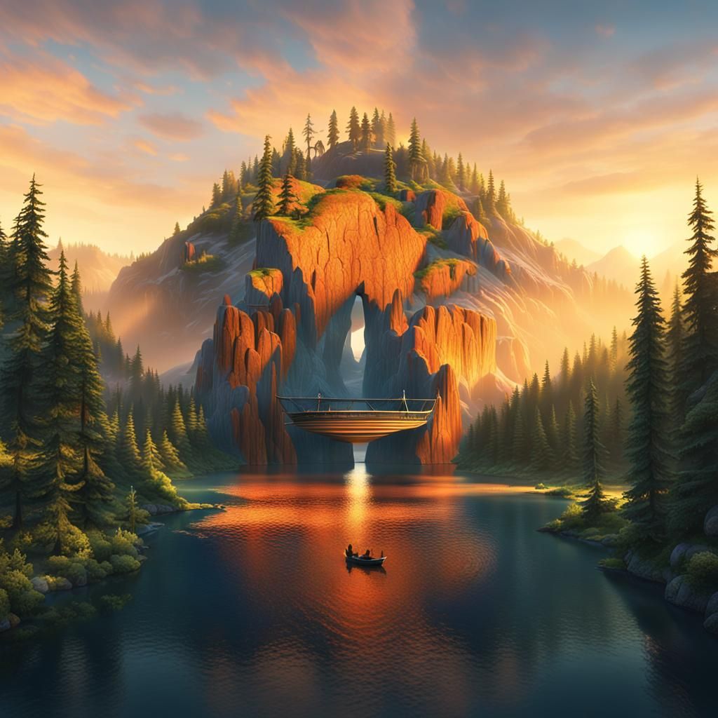 Dream Lake at Sunrise: Fantasy Concept Art