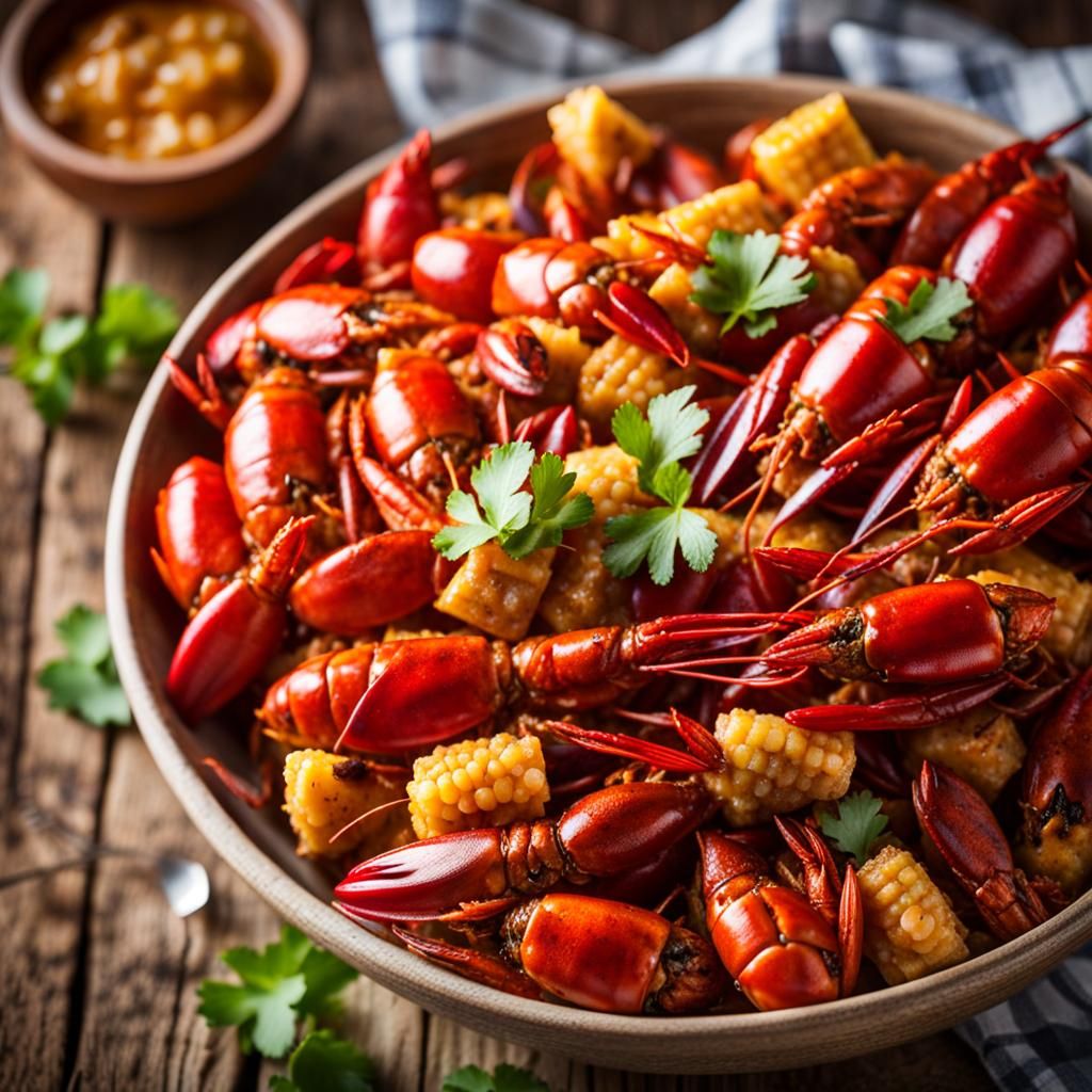 Overhead Shot of Cajun Crawfish Bake