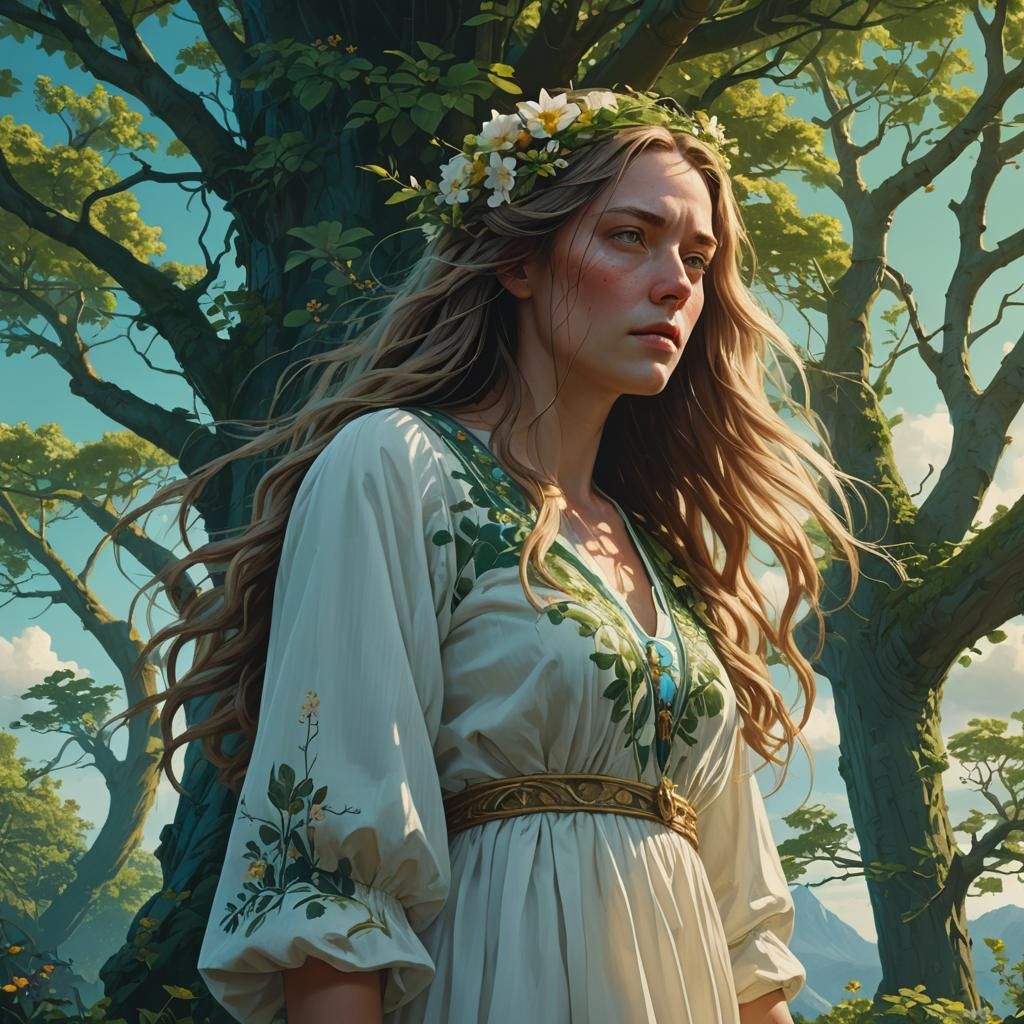 Paradise Portrait of Woman in Matte Painting Style