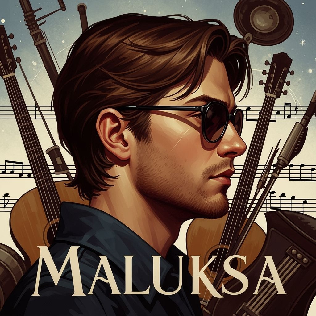 Fantasy Portrait with Musical Instruments and Blond Man