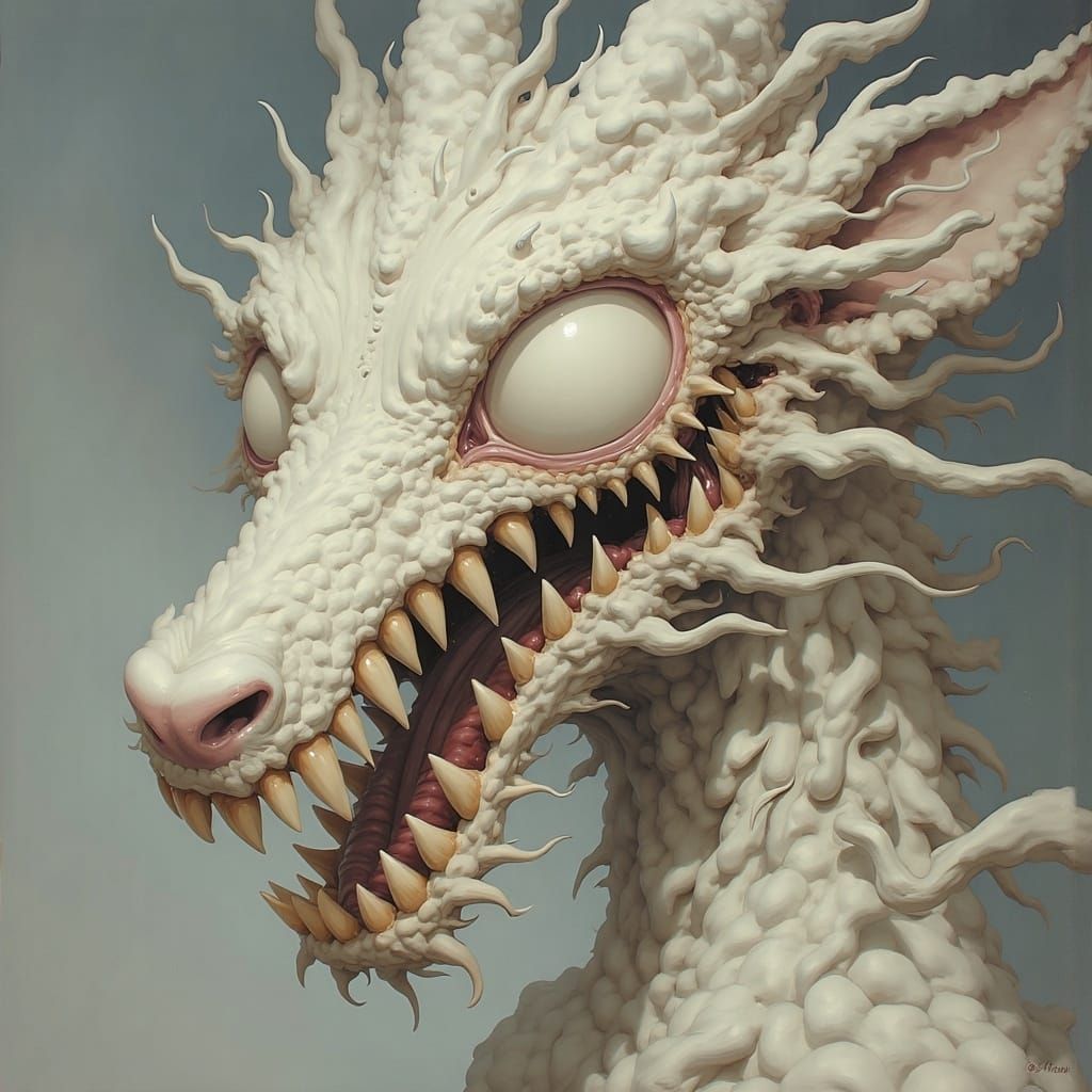 Surreal Dragon Grin in Biomechanical Style