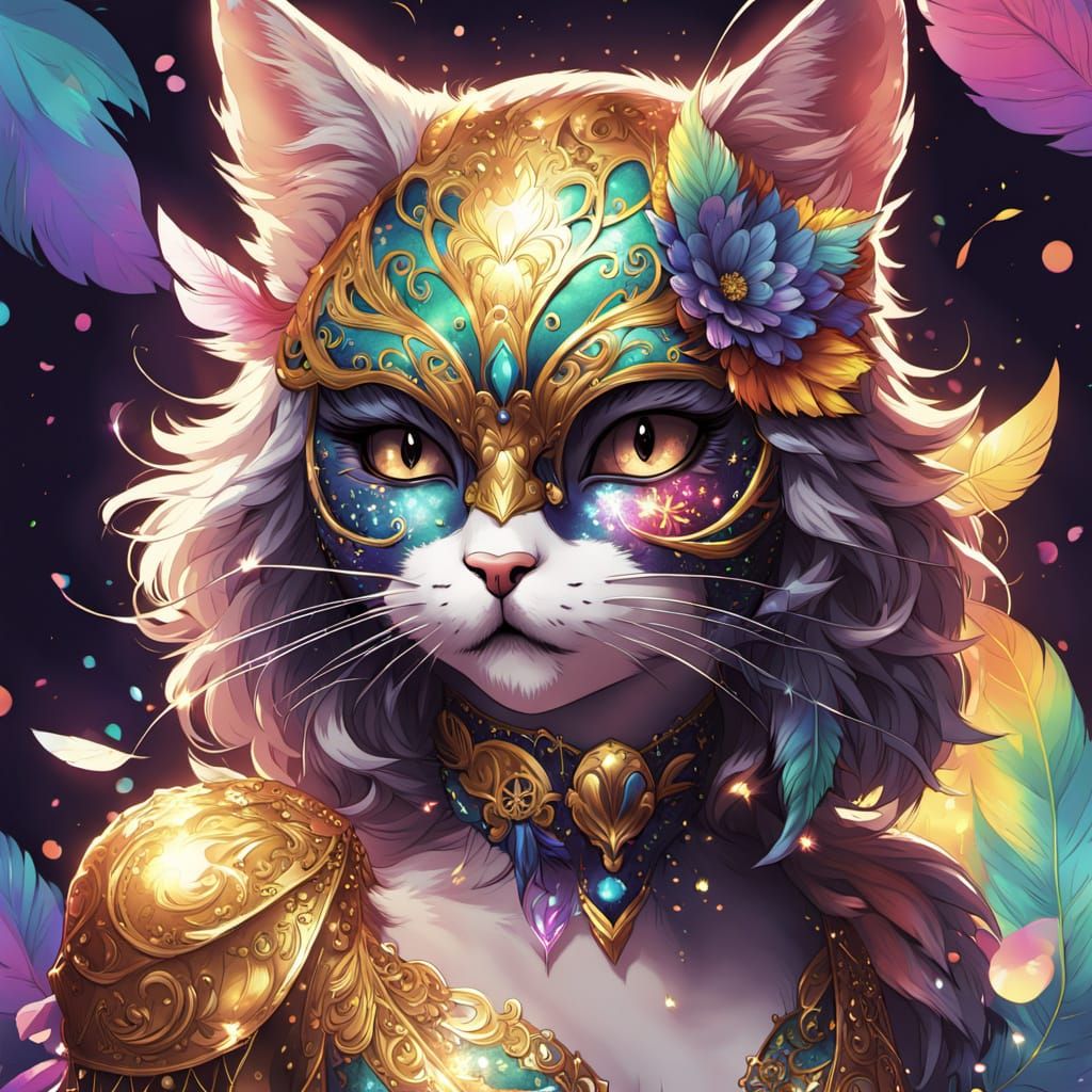 Mardi gras cat masquerade 