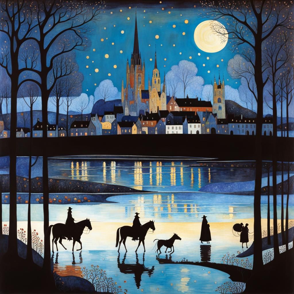 Intricate Medieval Town Inspired by Art Nouveau