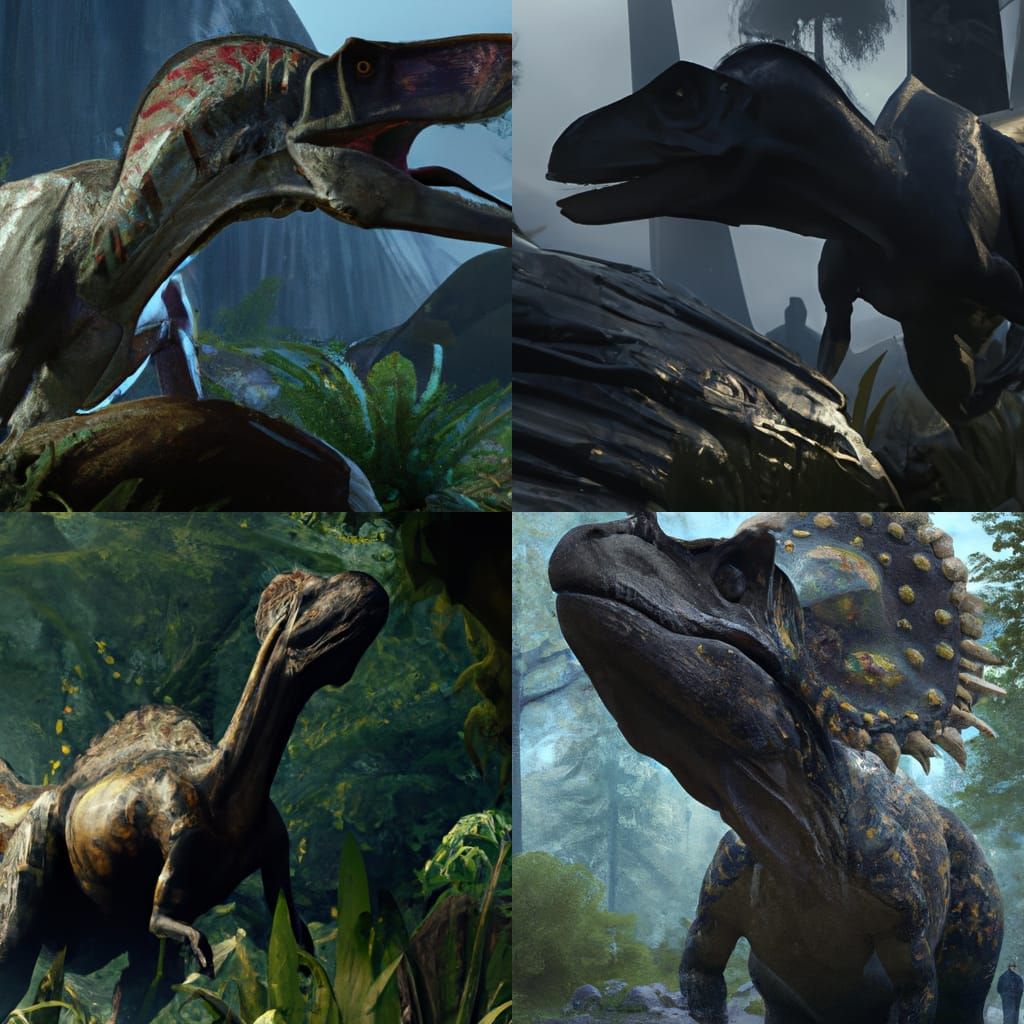 Realistic Dinosaur in Dark Fantasy Style