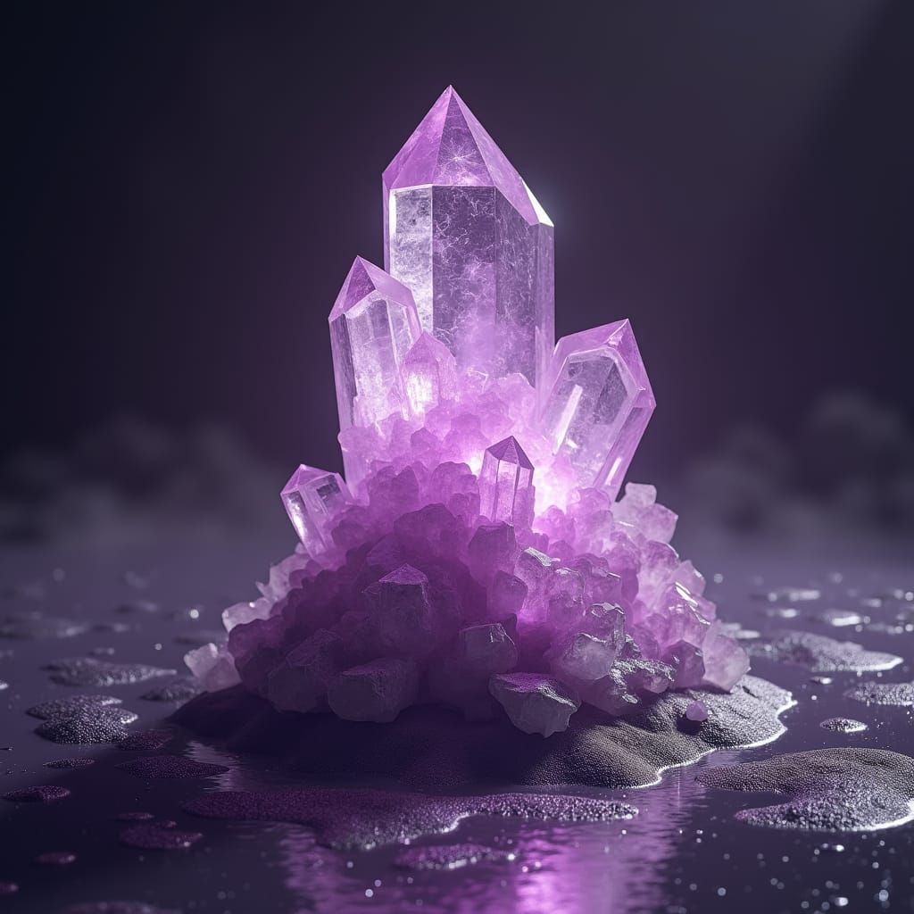 Monochrome Amethyst Formation in Surreal Style