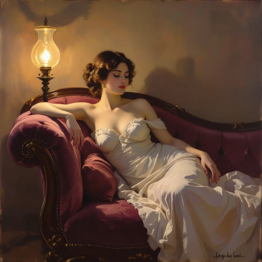 Sleeping Venus Reclining in Soft Lamplight