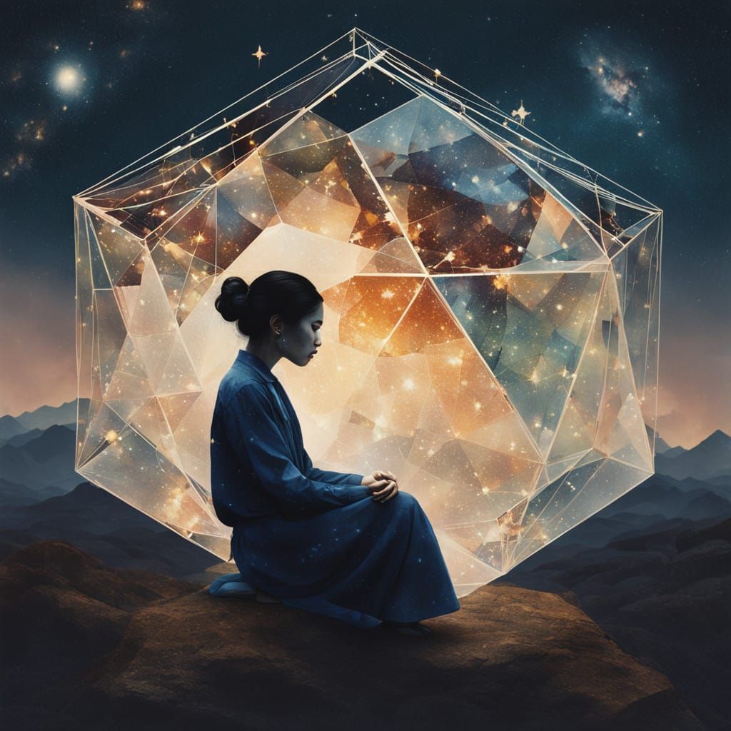Portrait Goddess in Starry Cubicuboctahedron Night