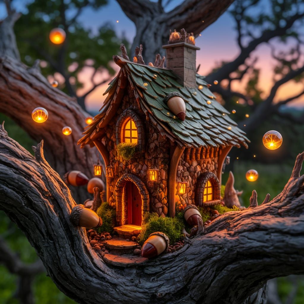 Enchanting Miniature Tavern in Ancient Oak Tree
