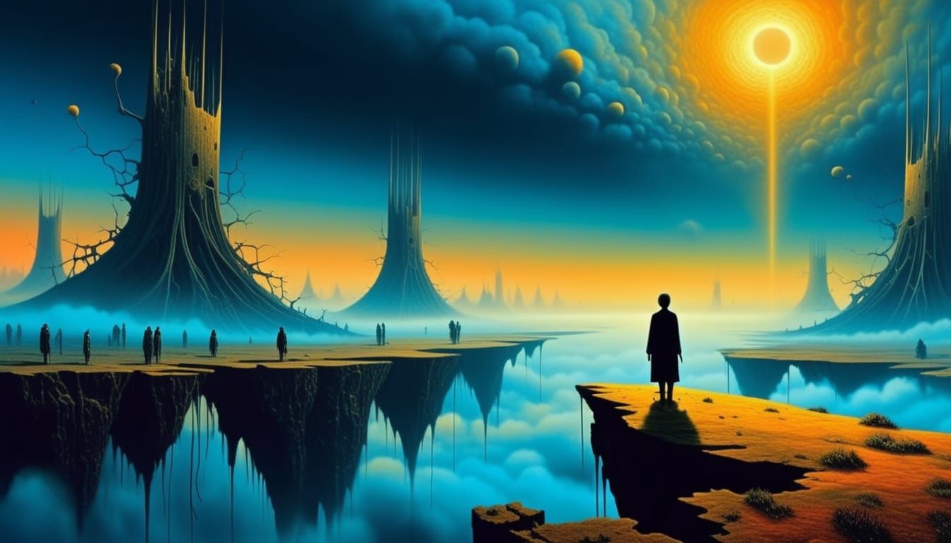 Surreal Landscape Painting in Beksiński Style