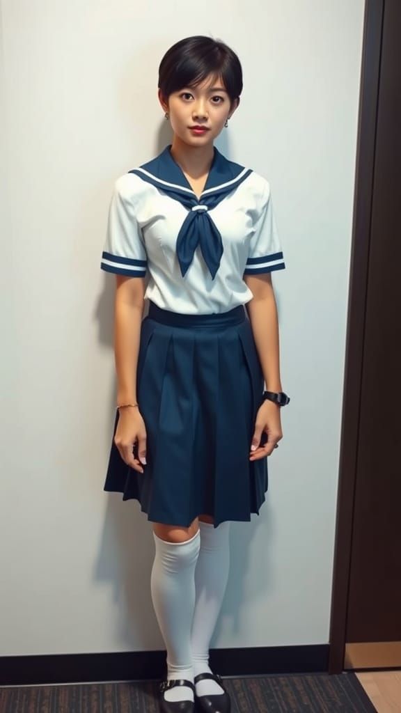 Hyperrealistic Selfie of a Thai Woman in Seifuku