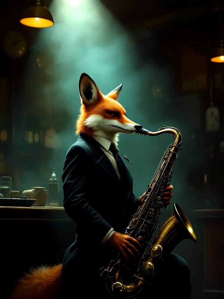 Fox Musician in 1920s Speakeasy