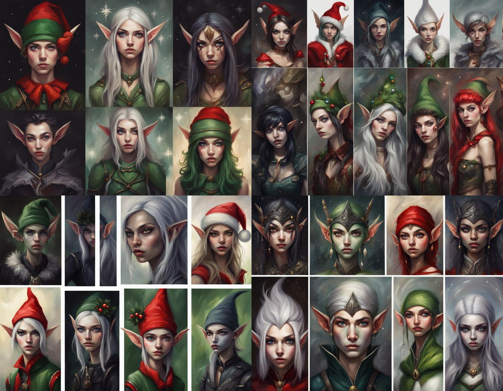 Elven Portraits in a Modern Art Exhibition